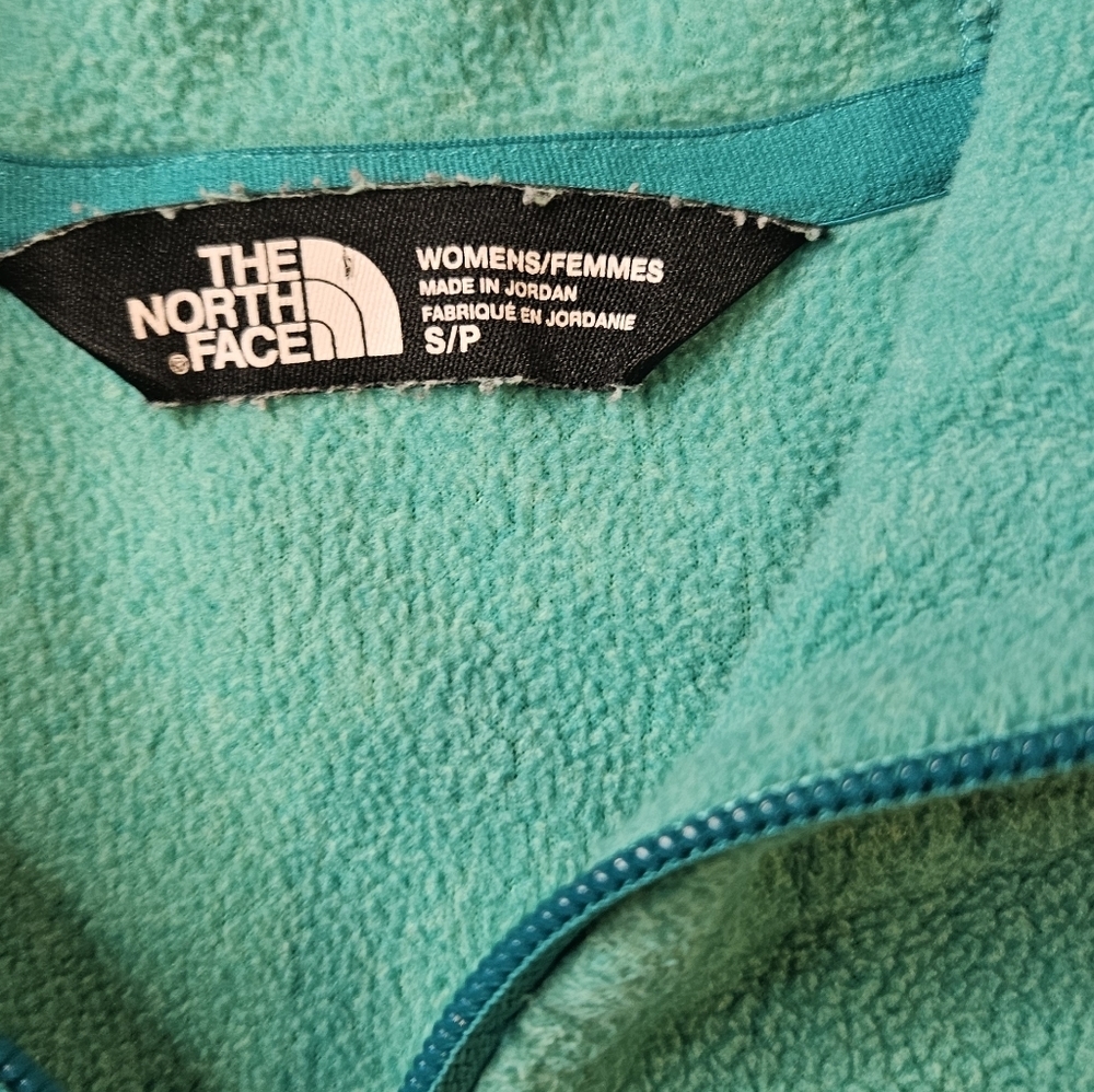 North Face Womens Zip Up Hoodie Fleece Teal/Aqua Small - Picture 3 of 8